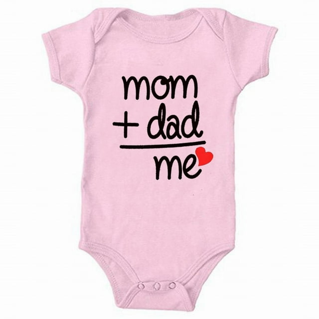 Gibobby Pañalero de algodón Ropa de escalada para niños Mom & Dad ME Impresión de letras Ropa de manga corta para niños y niñas(Rosa, 12-18 Meses)