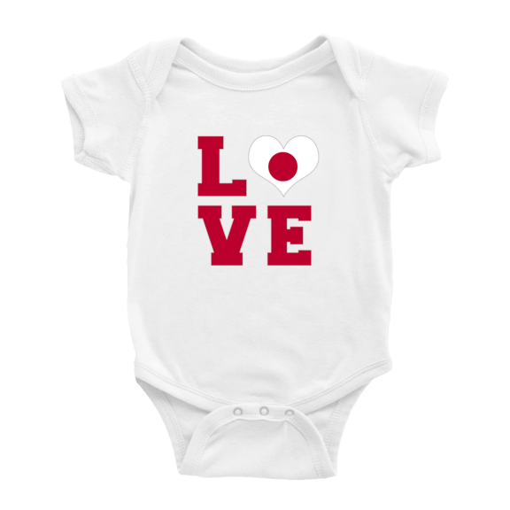 Love Japan Flag Heart Cute Baby Rompers Newborn Clothes Outfits (White, 3-6 Months)