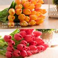 thumbnail image 3 of pitrice 10 Pieces PU Artificial Flower Simulation Solid Color Solid Color Decorative Vivid Decorative Home Wedding Party Fake Flowers Decor Ornament Orange, 3 of 9