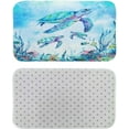 thumbnail image 3 of Beach Sea Turtle Bath Mat Rug for Kids Bathroom, Blue Coastal Ocean Beachy Tropical Fish Bathroom Floor Rugs Mats Non Slip Kitchen Indoor Nautical Aqua Decor Decoration Accessories 17X29 in, 3 of 3
