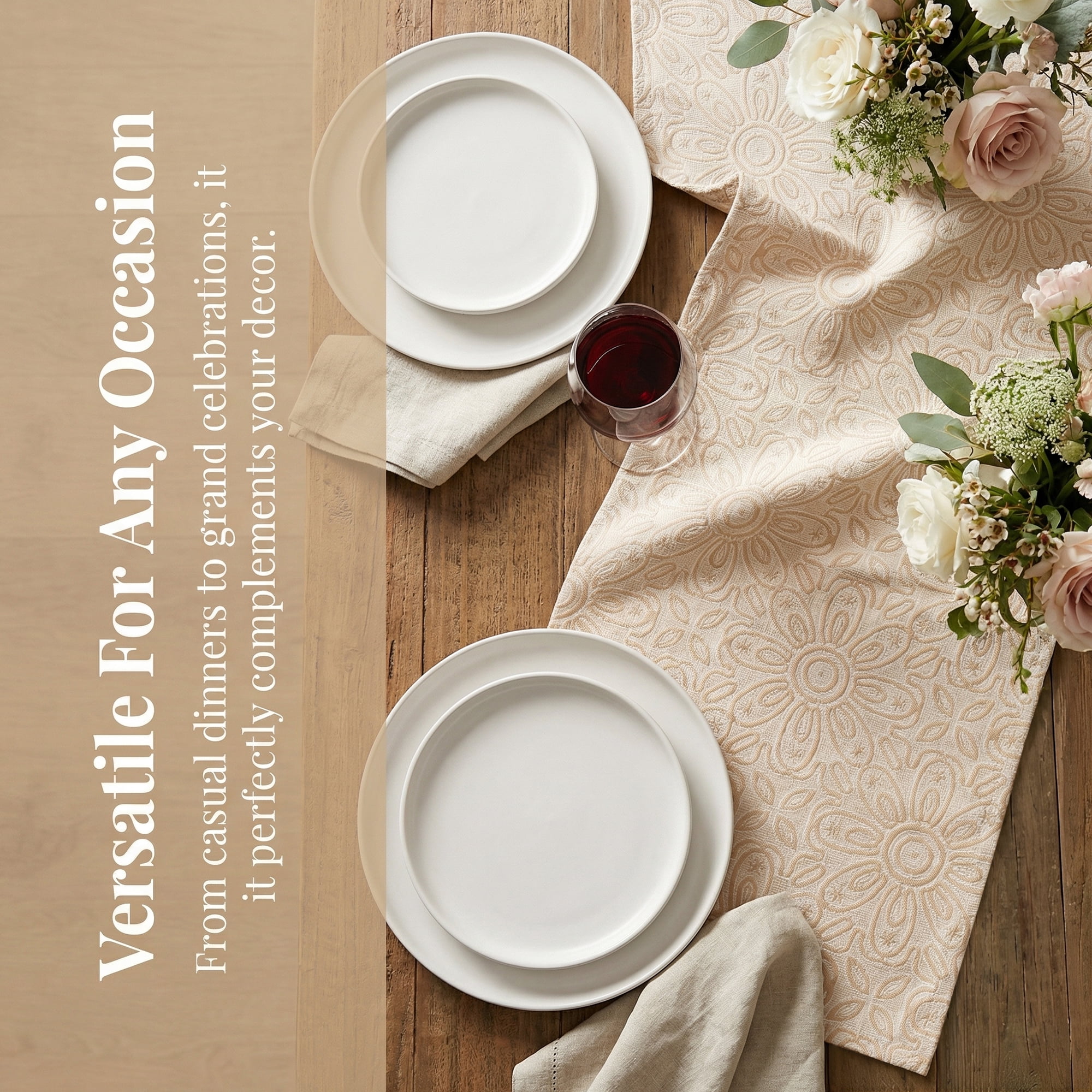 Unique Bargains Floral Elegant Polyester Kitchen Runner for Table Decor Beige 13.8"x63"