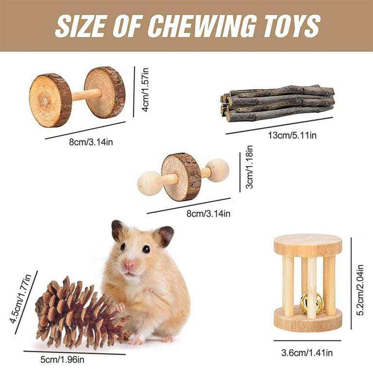 Hamster Chew Toy 9 Pcs Natural Wooden