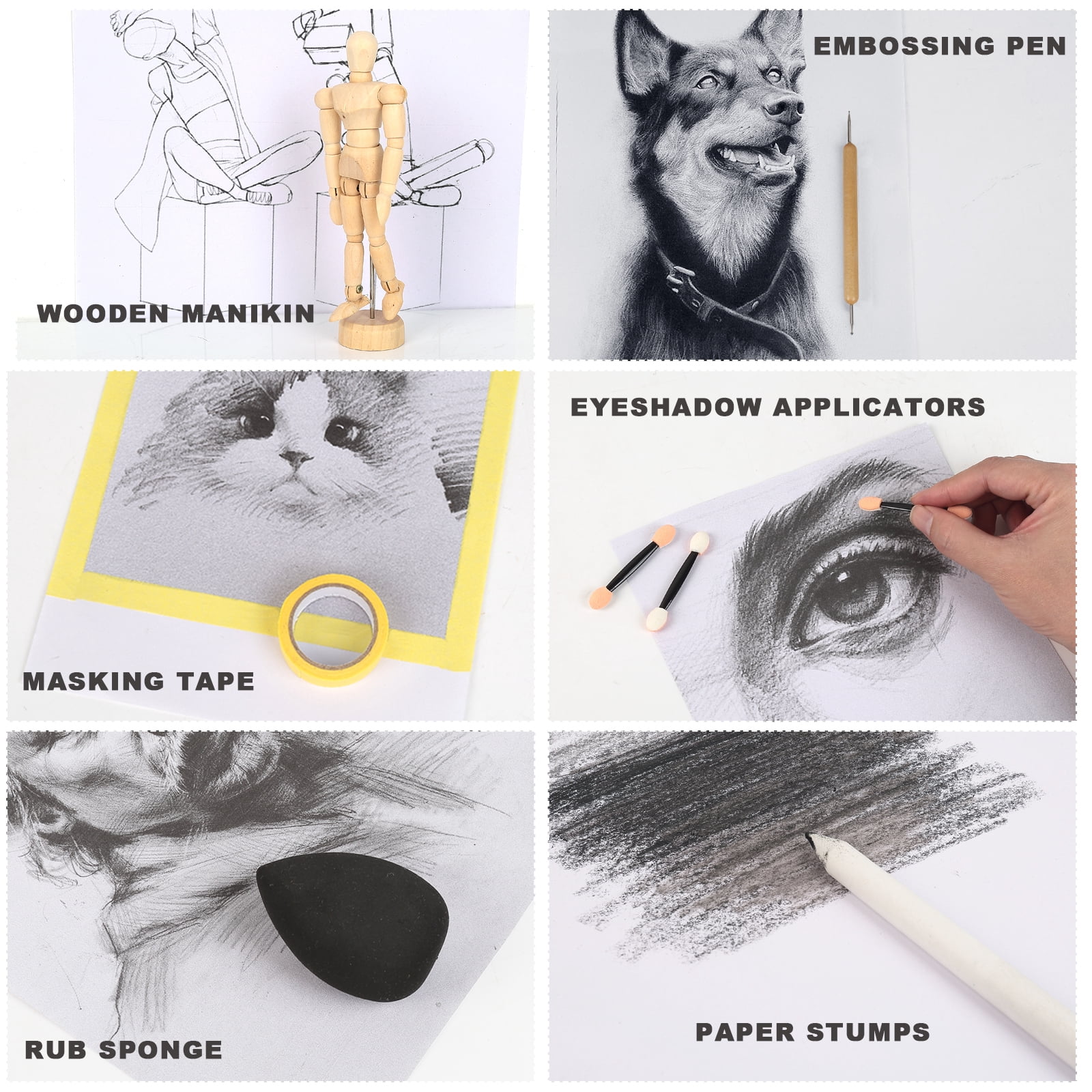 70 Pack Drawing Set Sketching Kit,  Sketch Pencils Art Supplies for Adults Artists Kids with Sketchbook,Graphite,Charcoal Pencils,Blending Tools