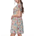 thumbnail image 2 of Disketp Trendy Floral Design para Vestido de Manga Corta para Mujeres, Vestidos de Verano para Mujeres, Casual y Holgado para la Playa, 2 of 6