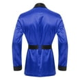thumbnail image 4 of vastwit Mens Satin Smoking Robe Jacket Long Sleeve Kimono Bathrobe with Belt Royal Blue M, 4 of 7