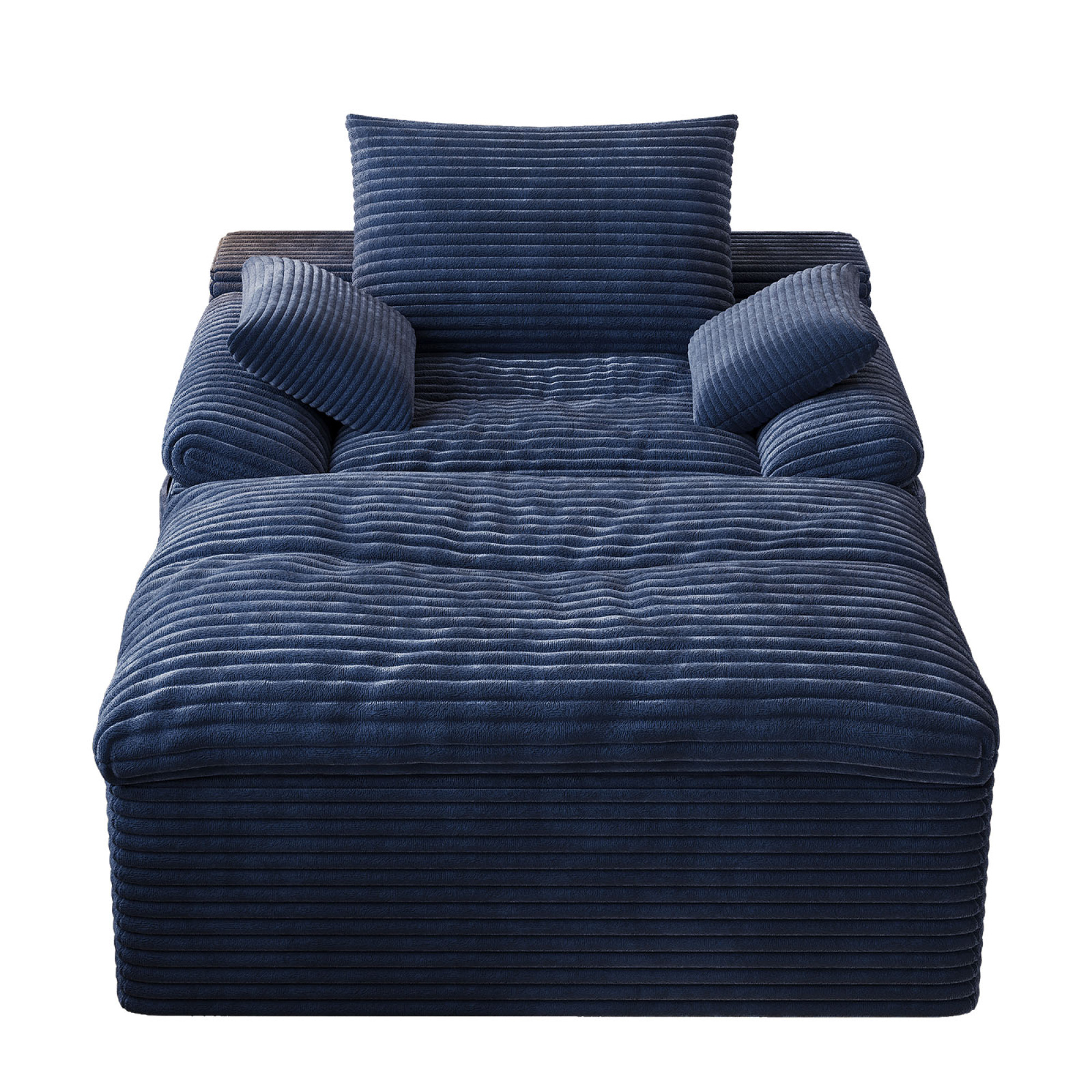 HOQBN 65" Chaise Lounge Chair Indoor,Oversized Boneless Sofa Bed with 3 Pillows,Cloud Reading Chair for Living Room Bedroom, Deep Seat Sleeper Couch, No Assembly Required,Aged Blue