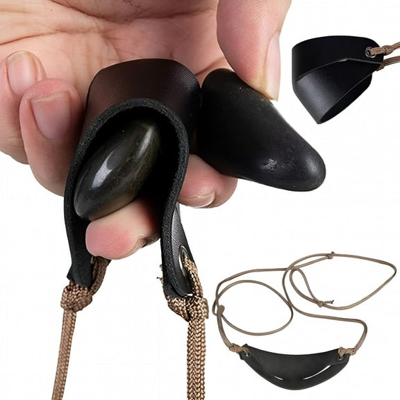 BESTSKY Handmade Leather Pouch Shepherd Sling Old-Fashioned Slingshot for Hunting Sports