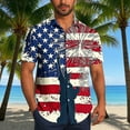 thumbnail image 6 of Jinhomg Mens Stars And Stripes Shirt Big And Tall Short Sleeve Button Down Shirts Casual Comfy American Flag Print Beach Tops Summer Vacation Outfit Red M, 6 of 7