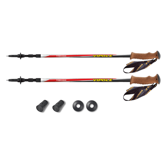 Vipole Trekker Cork Hiking Poles Ultralight Trekking Poles Come with Natural Cork Grips and Aluminum Adjustable Shafts - Walking Sticks - Set of 2 - Made in Italy