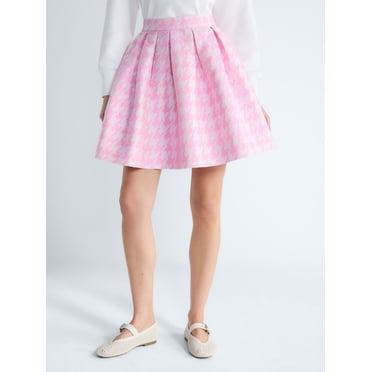 Free Assembly Women's and Women's Plus Houndstooth Pleated Skirt, Sizes 0-26W