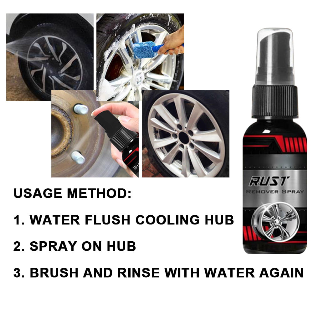 Powerful Rust Remover Spray with Brush, Multi-Functional Wheel Hub Renewal  Agent, Car Rust Removal Spray, Iron Powder Remover, Rust Remover for Metal