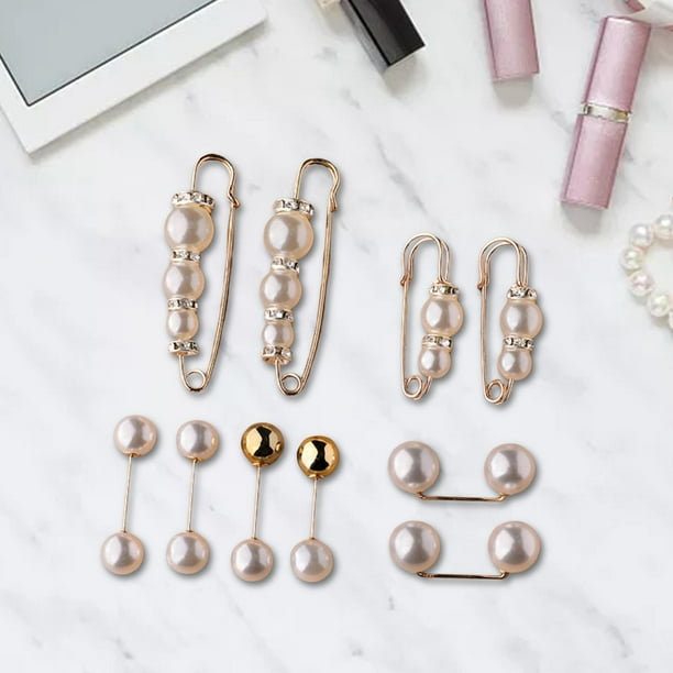 10 Unids Broche Prendedores Clips de Mantón Escote Pin de Seguridad Pantalones de Cintura Extender Anti Exposición Ajustar Decoración para Mujeres Hugo Pasador de cintura
