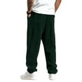 thumbnail image 3 of Dresfit Wide Leg Pants Mens Linen Lounge Pants Summer Elastic Waist Straight Leg Drawstring Loungewear Big and Tall Lightweight Baggy Yoga Beach Pant Dark Green XL, 3 of 7