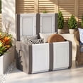 thumbnail image 2 of Gymax Deck Box Patio Container w/ Lockable Lid Weatherproof Plastic Storage Bin Beige & White, 2 of 9