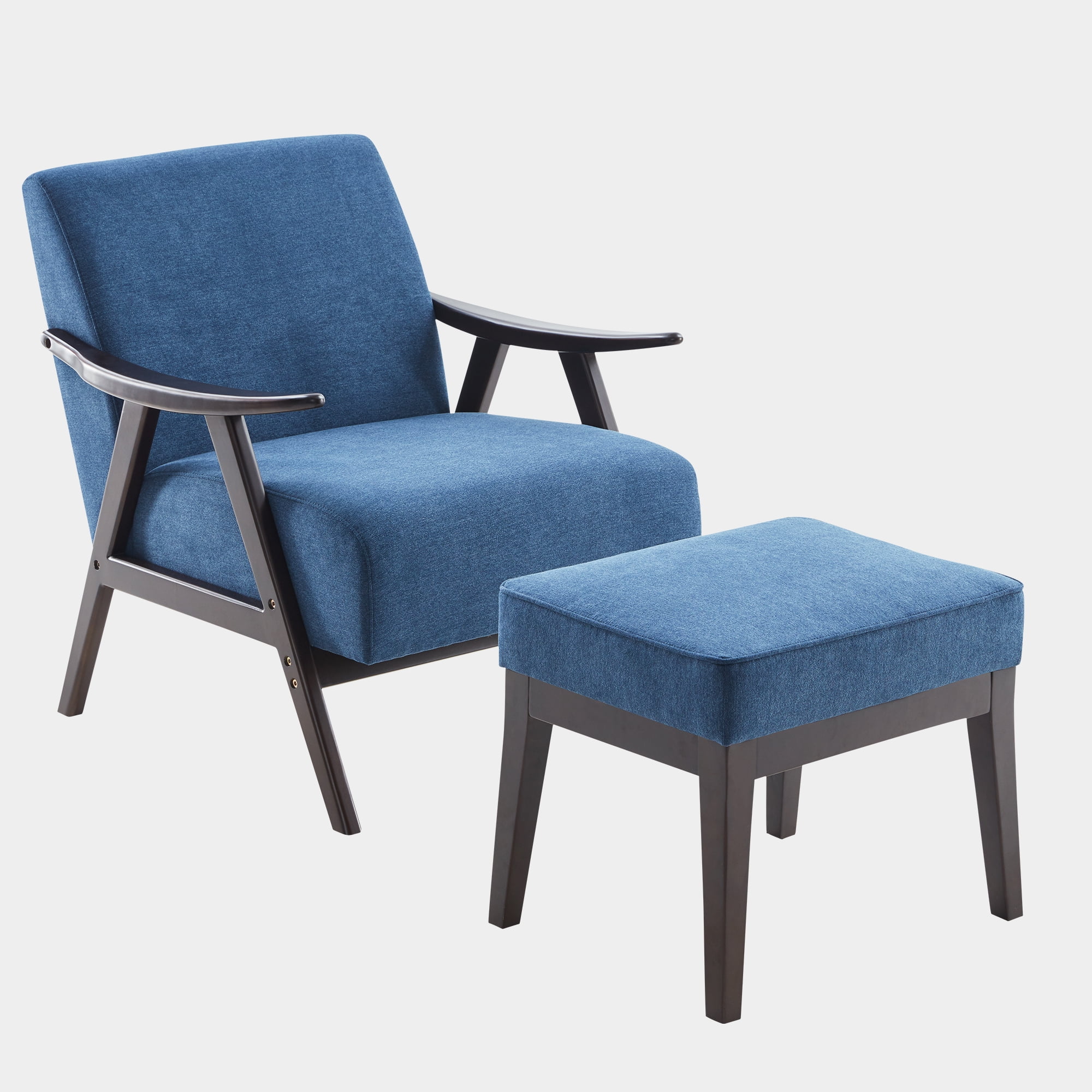HUIMO Mid Century Accent Armchair with Ottoman, Upholstered Retro Arm