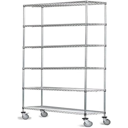 

21 Deep x 36 Wide x 102 High 6 Tier Chrome Wire Shelf Truck with 1200 lb Capacity