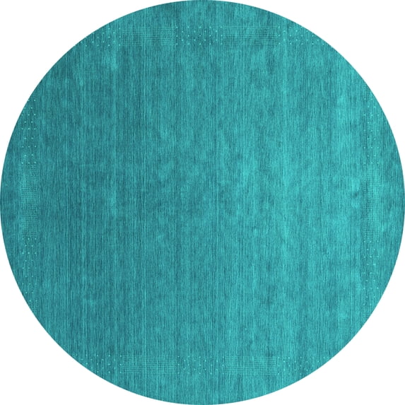Ahgly Company Indoor Round Abstract Turquoise Blue Contemporary Area Rugs, 3' Round