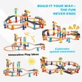 thumbnail image 5 of 60Pcs Wooden Train Track Set, 203-inch Track Length, Train Bridge Toy Set for Toddlers, Scenario Building Blocks Toddler Toys with Airplane and Magnetic Crane, Birthday Gift Ideas for Boys and Girls, 5 of 8