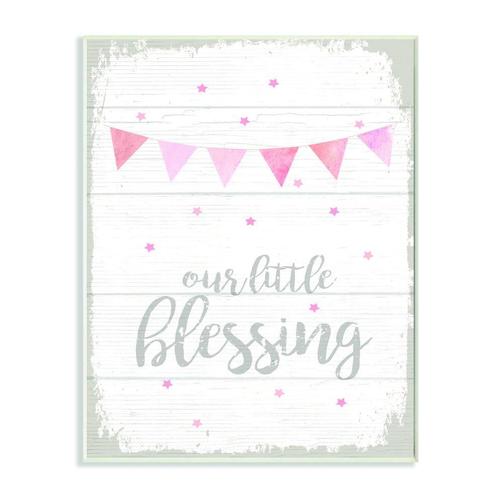 The Kids Room by Stupell Our Little Blessing Pink Kids Word Design Wall Plaque by Daphne Polselli
