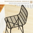 thumbnail image 3 of HOMCOM Rattan Counter Height Bar Stools Set of 2, 26" Wicker Barstools with Back, Bar Chairs for Kitchen Island, Kitchen Counter, Dining Room, Black, 3 of 9