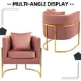thumbnail image 6 of Velvet Accent Barrel Chairs, Modern Arm Club Chair with Pillow for Living Room / Bedroom / Guest Reception, Channel Tufted, Gold Finish Base, Pink, 6 of 6