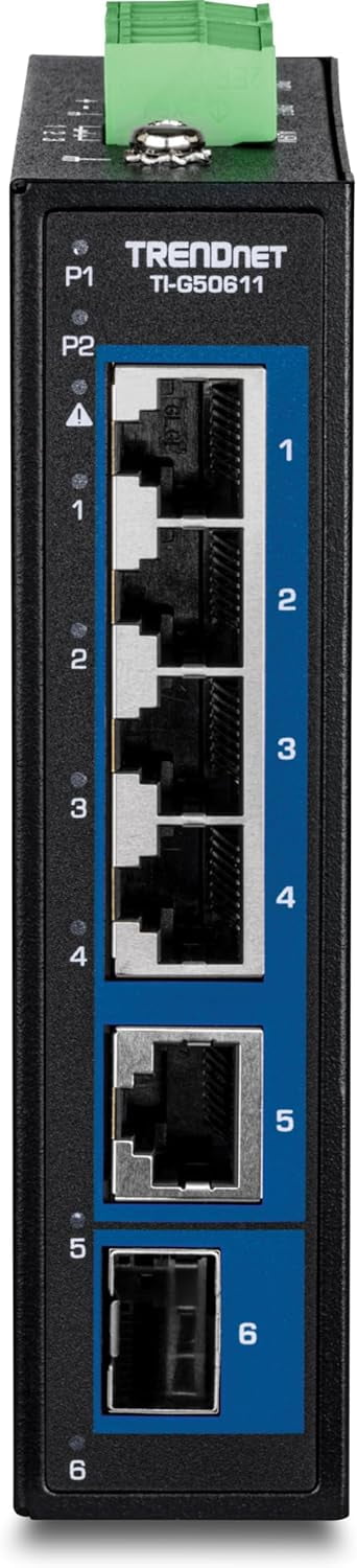 TRENDnet TI-G50611, 6-Port Industrial 2.5G DIN-Rail Switch with 1 x 10G Port