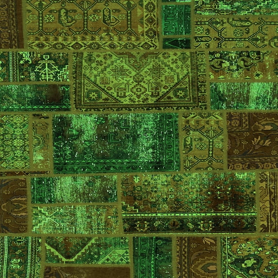 Ahgly Company Indoor Square Oriental Green Modern Area Rugs, 5' Square