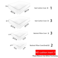 thumbnail image 2 of SUSIE'S GARDEN 9p Patio Cushion Covers Outdoor Patio Cushions Covers Replacement Waterproof with Zipper for 5 Pcs Patio Furniture Set, Slipcovers for Outdoor Cushions White, Covers Only, 2 of 5
