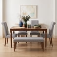 thumbnail image 2 of Home Design Pryor 6-Piece Dining Table Set- Rectangular Table, Upholstered Chairs and Bench, Modern Turned Legs Design, Black, 2 of 17