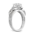 thumbnail image 6 of Solid 14K White Gold Diamond Side-Stones with CZ Cubic Zirconia Peg Set Center Stone Halo Engagement Ring Size 8.5, 6 of 8