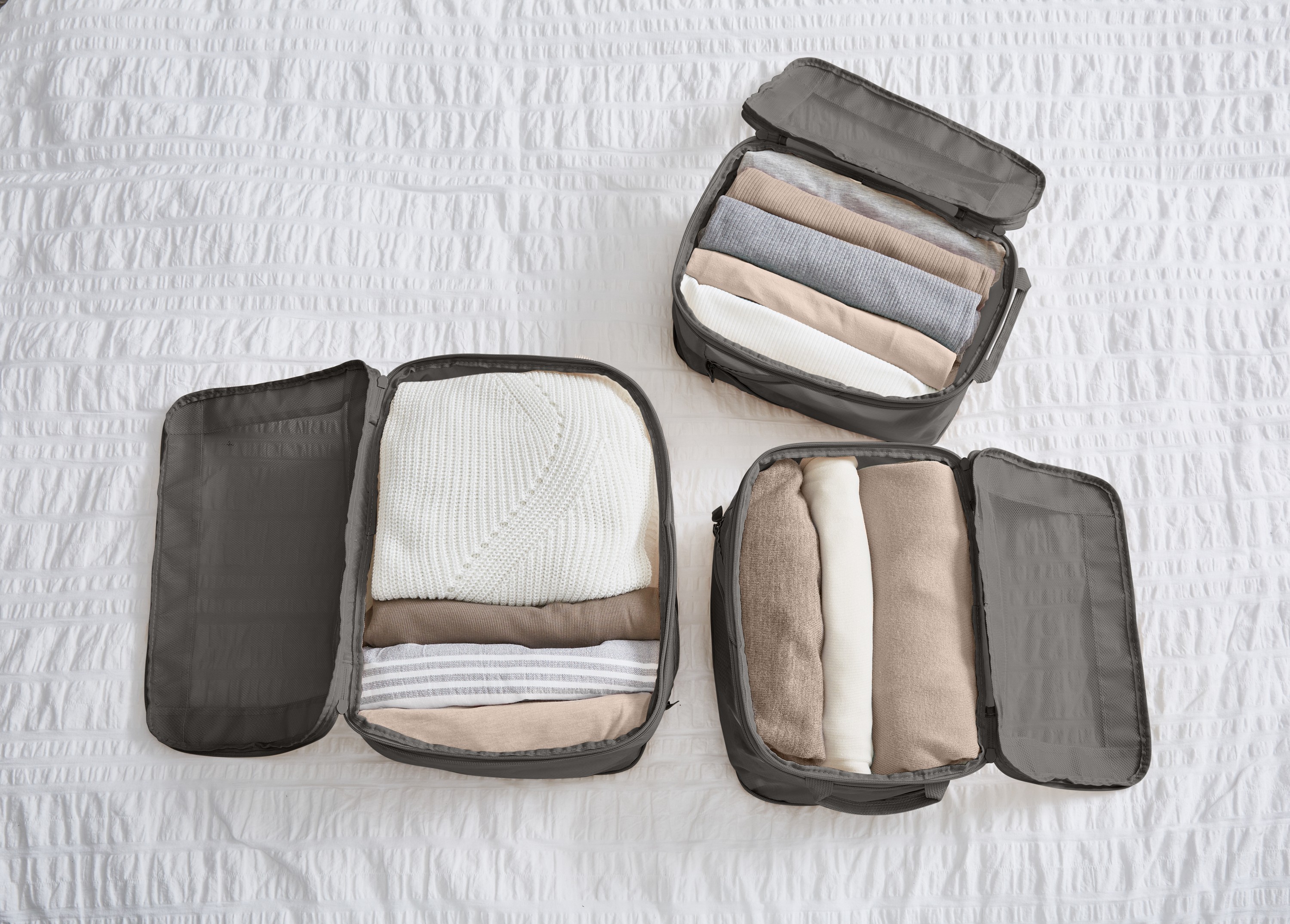Gforce 3 Piece Deluxe Compression Packing Cubes in Washed Black