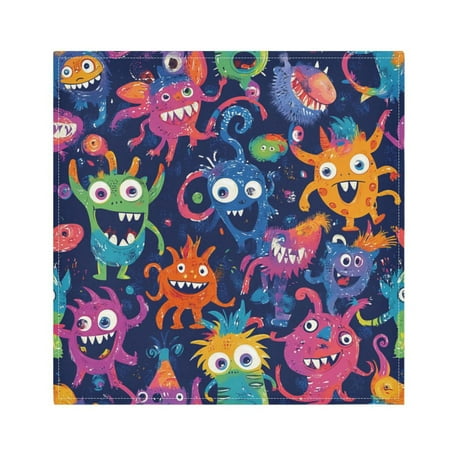 

Satin Polyester Napkins - 20x20 InchSingle-Sided Printed Napkins 1-Piece/4-Piece/6-Piece Set DIY Personalized Table Setting，Vibrant Cartoon