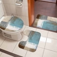 thumbnail image 4 of Modern Blue Bath Mat 3 Piece Bathroom Rug Set, Rustic Mottled Oil Painting Texture Non Slip Bath Rug Contour Mat and Toilet Lid Cover, Absorbent Shower Mats Soft Bath Rugs and Mats Sets, 4 of 8