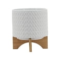 thumbnail image 2 of Sagebrook Home 15781-02 Jardinière CHEVRON 8 Pouces avec Support, Blanc, 2 of 4