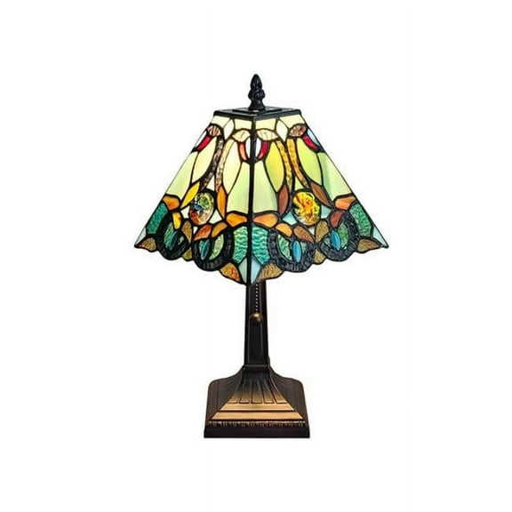 Amora Lighting Tiffany Style Floral Mission Style Table Lamp AM253TL08B  Blue,Multi-color