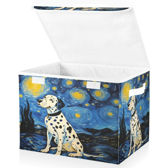 Ryvnso Dalmatian Starry Night Large Lidded Foldable Storage Baskets Cubes Boxes Lids Bin for Home