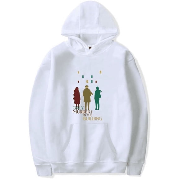 Only Murders In The Building Merch Hoodie Unisex Pocket Drawstring Casual Sweatshirt Fashionable Pullover,M,White