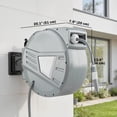 thumbnail image 2 of Enrouleur de Boyau d'Arrosage Rétractable, Boyau d'Eau Mural de 66 Pieds 1/2 Pouces avec Rétraction Automatique et Support Pivotant à 180°, Buse à Double Pulvérisation pour Patio, Cour Arrière, Jardin et Garage, Gris, 2 of 7