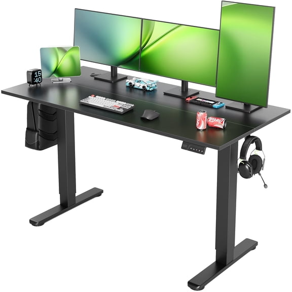 Electric Standing Desk – Adjustable Height Sit Stand Desk With Memory Controller, Cable Management & Headphone Hook