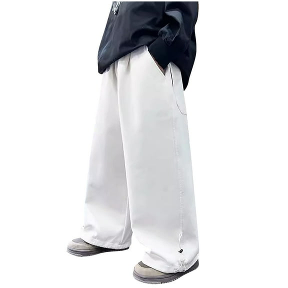 HAiming Sweatpants for Children Boy Loose Casual Athletic Flared Wide Leg Solid Color Pants with Pockcets