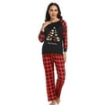 thumbnail image 3 of Odeerbi Christmas Pajamas for Family Holiday Plaid Long Sleeve Family Christmas Pajamas Matching Sets Mom Merry Christmas Print Parent-child Suit Two-Piece Sleepwear Xmas PJs Set Red, 3 of 8