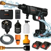 Homeika Cordless Pressure Washer, Portable Power Washer, Handheld High-Pressure Car Washer Gun, 6-in-1 Nozzle, 2 Rechargeable Batteries, Accessory Kit, for Home/Floor/Fences/Siding Cleaning & Watering