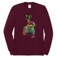 thumbnail image 2 of Keep It Wild Colorful Elephant Face Animal Lover Mens Long Sleeve Shirt, Maroon, Large, 2 of 3