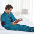 thumbnail image 6 of Lsque Spider And Cobweb Pattern Long Sleeve Pajama Set for Men - Soft 2-Piece Sleepwear and Loungewear Set with Pockets, Comfy Nightwear-X-Large, 6 of 7