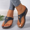 thumbnail image 2 of Flip Flops for Women Orthopedic Thong Sandals Trendy Metal Decor Hollow out Wedges Slides Casual Arch Support Summer Slippers Blue Size 5.5, 2 of 6