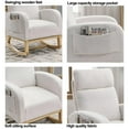 thumbnail image 5 of Upholstered Rocking Chair, Modern Accent Chair with Fabric Padded Seat and Solid Wood Base, Armchair with High Back, Comfortable Rocker with Pockets for Living Room Bedroom, White Teddy, 5 of 7