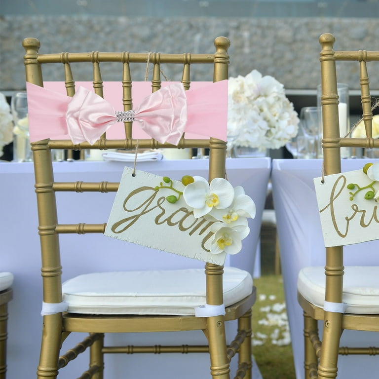 Unique Bargains Chair Sash Bow Spandex Stretch Chair Cover Bands Sashes with Bow Knot 10 White Walmart