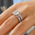 thumbnail image 4 of ESTE ORIGIN 4Ct Princess Cut Moissanite Engagement Ring Set with Split Shank & Pavé Wedding Band in 14K White Gold Bridal Set for Her US 8, 4 of 9