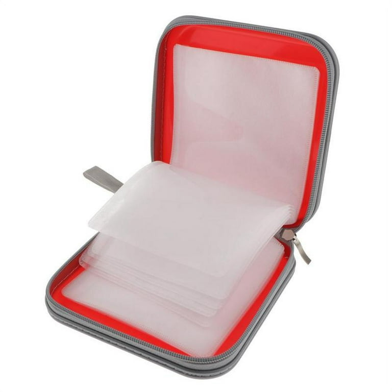 40 Disc CD Wallet DVD Plastic Case Storage Holder Bag Carry Protector  Red/Black 