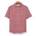thumbnail image 3 of Red Checkered Blouses Men Gingham Plaid Print Casual Shirts Hawaii Short-Sleeve Pattern Tr, 3 of 5